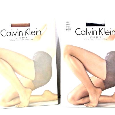 Set of 2 Calvin Klein Ultra Sheer Control Top Pantyhose Size C 705f 7denier